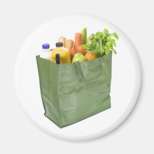 Herbruikbare boodschappentas vol boodschappen magneet (Voorkant)