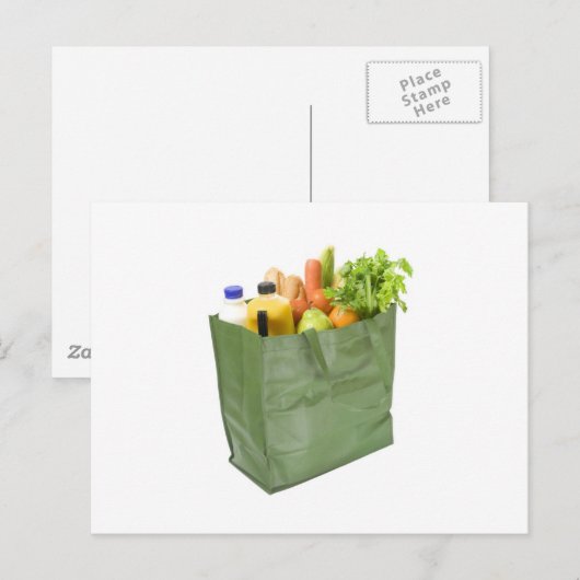 Herbruikbare boodschappentas vol kruiderijen briefkaart (Voorkant / Achterkant)