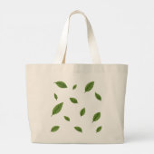 Herbruikbare canvas tas met groen bladpatroon, eco (Achterkant)