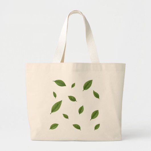 Herbruikbare canvas tas met groen bladpatroon, eco (Voorkant)