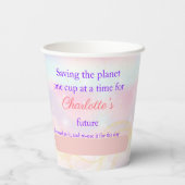 Herbruikbare duurzame zoete roze eenhoorn regenboo papieren bekers (Achterkant)