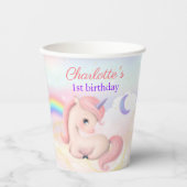 Herbruikbare duurzame zoete roze eenhoorn regenboo papieren bekers (Voorkant)