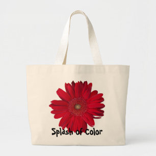Herbruikbare foto van rode Gerber-margriet close-u Grote Tote Bag