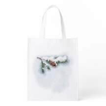Herbruikbare Grocery Bag grenen tak met een kegel