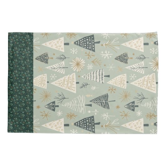 Herbruikbare Kerstcadeau Wrap - Bag Green Gold Kussensloop (Achterkant)