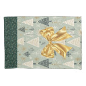 Herbruikbare Kerstcadeau Wrap - Bag Green Gold Kussensloop (Voorkant)