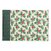 Herbruikbare Kerstcadeau Wrap - Bag Green Holly Kussensloop (Achterkant)