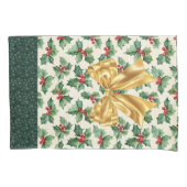Herbruikbare Kerstcadeau Wrap - Bag Green Holly Kussensloop (Voorkant)