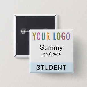 Herbruikbare naamkaart leerling School Logo Lichtb Vierkante Button 5,1 Cm