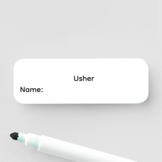 Herbruikbare naamkaart van Usher met whiteboard ma Naamplaatje (In situ)