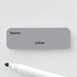 Herbruikbare naamspeld met whiteboard naam Usher Naamplaatje