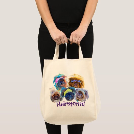 Herbruikbare Pekingese Canvas tas met hairstorm! (Voorkant (product))