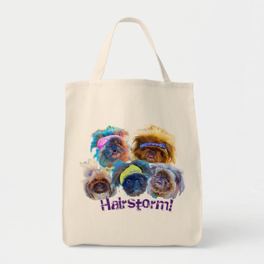 Herbruikbare Pekingese Canvas tas met hairstorm! (Voorkant)
