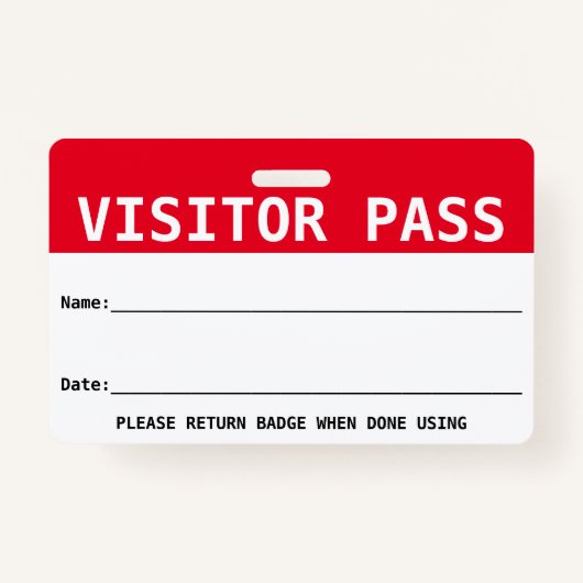Herbruikbare Visitor Pass / Hall Pass - Aanpassen Badge (Voorkant)