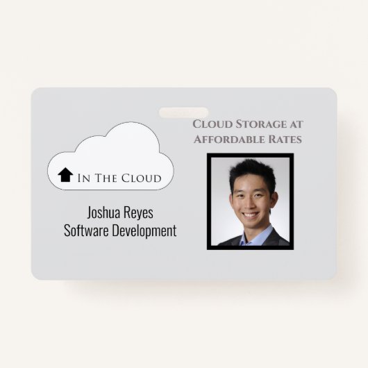 Herbruikbare Zwart en Grijs Foto Horizontaal Magne Badge (Voorkant)