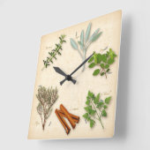 Herbs and Spices Wall Clock Vierkante Klok (Hoek)