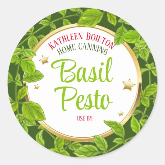 Herbs basil pesto sterren Italiaans blikveld Ronde Sticker (Voorkant)