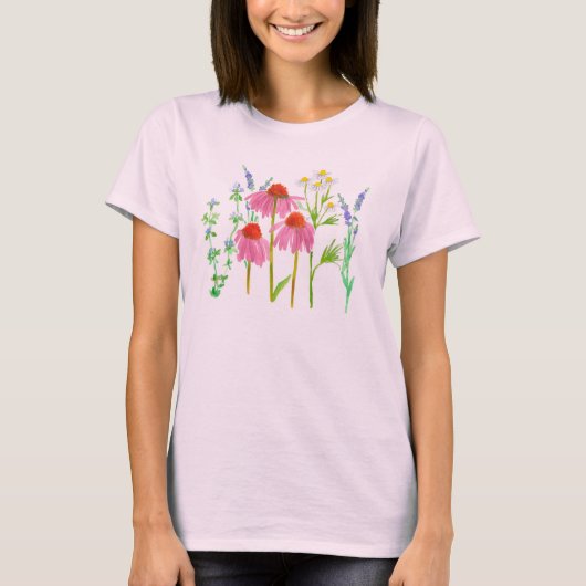 Herbs Chamomile Coneflower Thyme Lavender Flowers T-shirt (Voorkant)