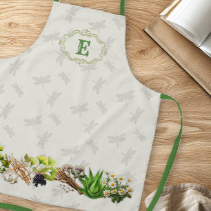 Herbs Dragonflies Monogram Initiaal Schort
