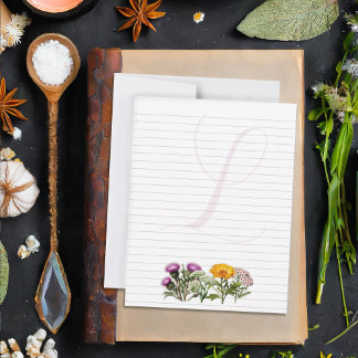 Herbs Personal Lined Writing Paper Single Initial Notitiekaartje