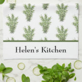 Herbs Rosemary Kitchen Greenery Waterverf Rustic Theedoek (Gevouwen)