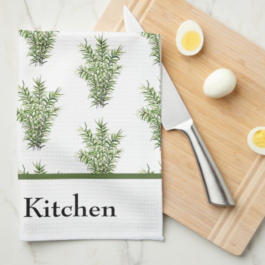 Herbs Rosemary Kitchen Greenery Waterverf Rustic Theedoek (Quarter Fold)