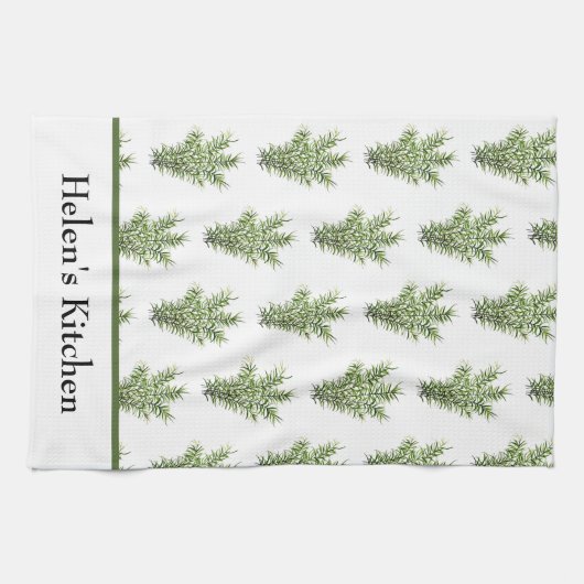 Herbs Rosemary Kitchen Greenery Waterverf Rustic Theedoek (Horizontaal)