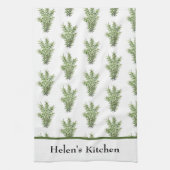 Herbs Rosemary Kitchen Greenery Waterverf Rustic Theedoek (Verticaal)