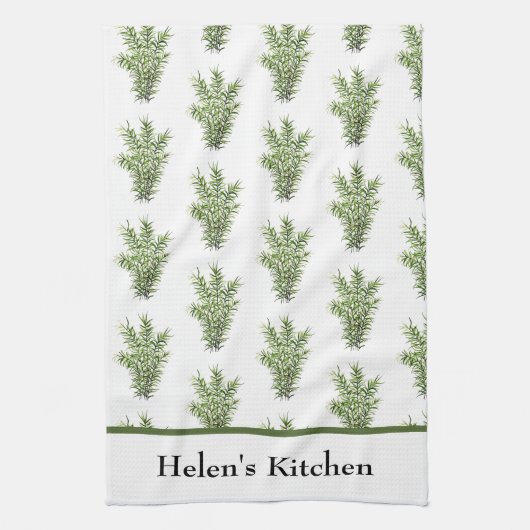 Herbs Rosemary Kitchen Greenery Waterverf Rustic Theedoek (Verticaal)