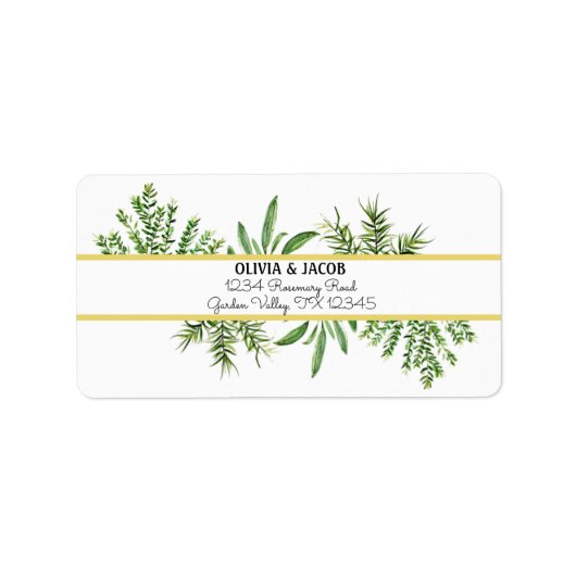 Herbs Rosemary Thyme Botanical Greenery Etiket (Voorkant)