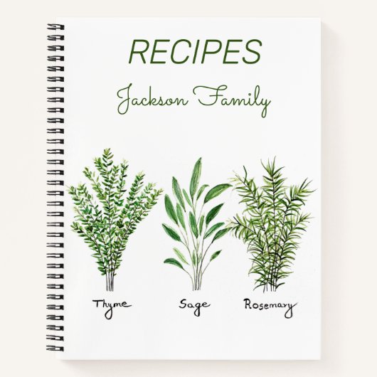 Herbs Rosemary Thyme Rustic Cookbook Notitieboek (Voorkant)