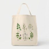 Herbs Sketch Reusable Grocery Tote Bag (Voorkant)