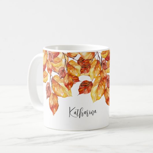 Herbst Blätter Aquarell Design Koffiemok (Voorkant links)