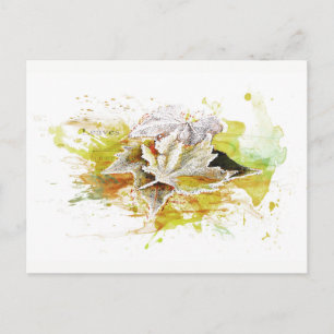 Herbst, Winter. Laub, Frost, Aquarell Briefkaart