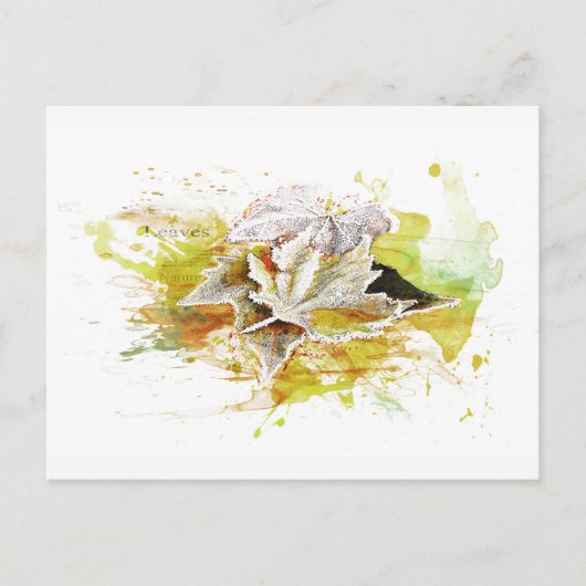 Herbst, Winter. Laub, Frost, Aquarell Briefkaart (Voorkant)