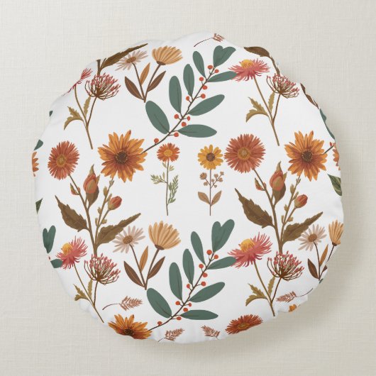 Herbstlicher Blütenflor Rond Kussen (Achterkant)