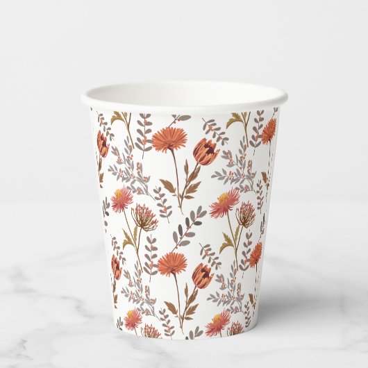 Herbstliches Blütenmosaik Papieren Bekers (Achterkant)