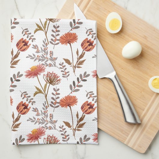 Herbstliches Blütenmosaik Theedoek (Quarter Fold)