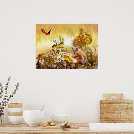 Herbsttiere Poster (Keuken)