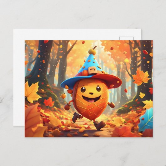 Herbstwald mit fröhlichem Männlein Briefkaart (Voorkant / Achterkant)