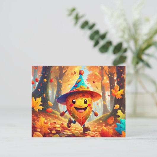 Herbstwald mit lachendem Männlein Briefkaart (Staand voorkant)