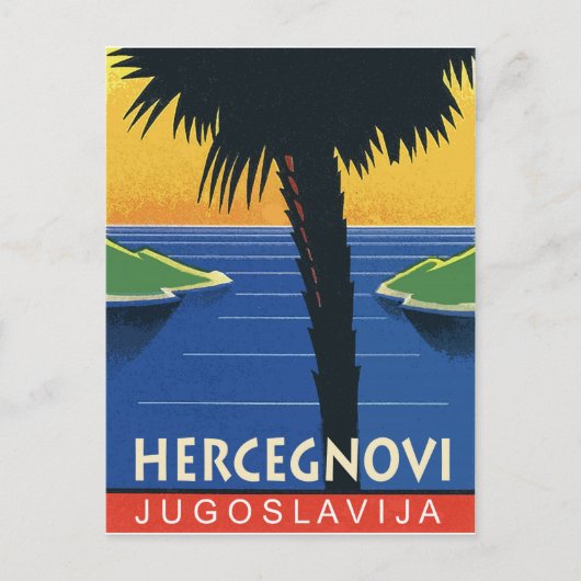 Herceg Novi, Montenegro, Joegoslavië vintage-reis Briefkaart (Voorkant)