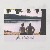 Hercheduled Lake Uitzicht Wedding Change of Date Briefkaart (Voorkant)