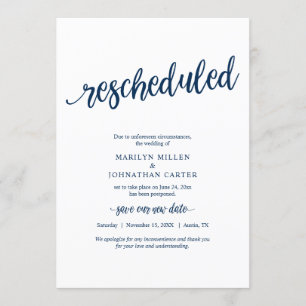 Hercheduled Wedding, marineblauw, Aankondiging