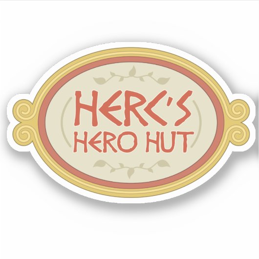 Herc's Hero Hut Sticker (Voorkant)