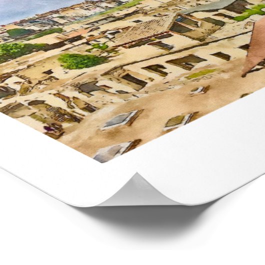 Herculaneum ruïnes Italië Waterverf schilderij Poster (Hoek)