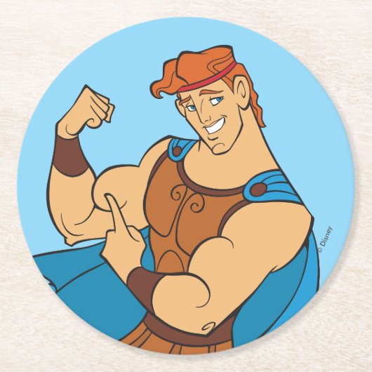 Hercules Bicep Flex Round Paper Coaster Ronde Kartonnen Onderzetter (Voorkant)