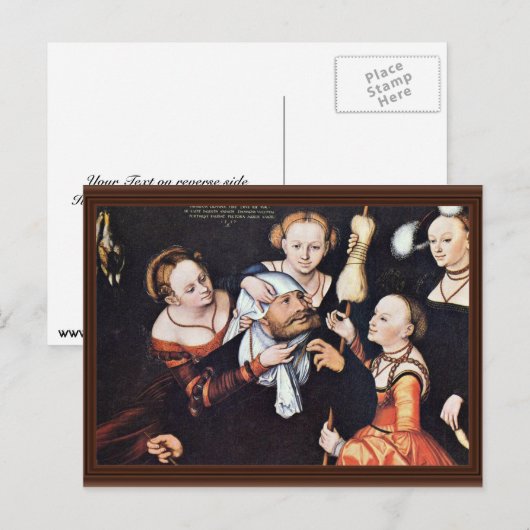 Hercules bij Omphale door Lucas Cranach Der Ältere Briefkaart (Voorkant / Achterkant)