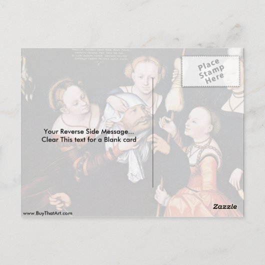 Hercules bij Omphale van Lucas Cranach (I) Briefkaart (Achterkant)