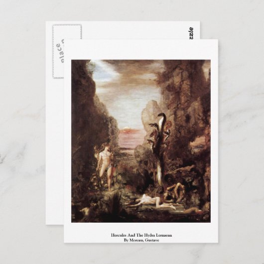 Hercules en de hydra Lernaean door Moreau, Gustave Briefkaart (Voorkant / Achterkant)